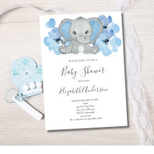 Blue Baby Boy Elephant Baby shower Flowers ballon