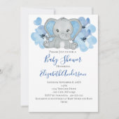 Blue Baby Boy Elephant Baby shower Flowers ballon Kaart (Voorkant)
