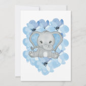 Blue Baby Boy Elephant Flowers Balloons Birthday I Kaart (Achterkant)