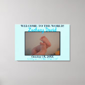 Blue Baby Boy Foto Birth Stats Canvas Afdruk (Voorkant)