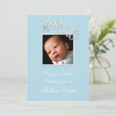 Blue Baby Boy Foto Christent Kaart (Staand voorkant)
