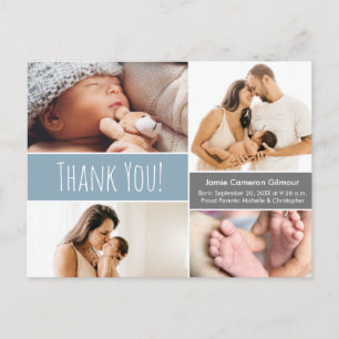 Blue Baby boy Foto Collage baby shower dank u Briefkaart