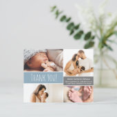 Blue Baby boy Foto Collage baby shower dank u Briefkaart (Staand voorkant)