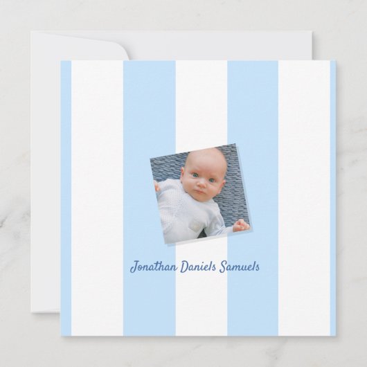 Blue Baby Boy Foto geboorteaankondiging (Achterkant)