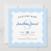 Blue Baby Boy Foto geboorteaankondiging (Voorkant)