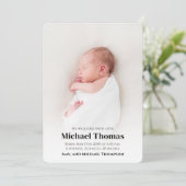 Blue Baby Boy Foto geboorteaankondiging (Staand voorkant)