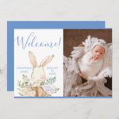 Blue Baby Boy Fotoscript geboorte Aankondiging (Voorkant / Achterkant)