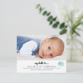 Blue Baby Boy Geboorteaankondiging Foto Aankondigingskaart (Staand voorkant)