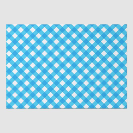 Blue Baby Boy Gingham Checkered Baby shower Tissuepapier (Voorkant)