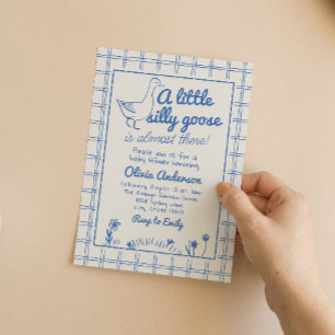Blue Baby Boy Hand getekend Gekke Goose Baby showe Kaart