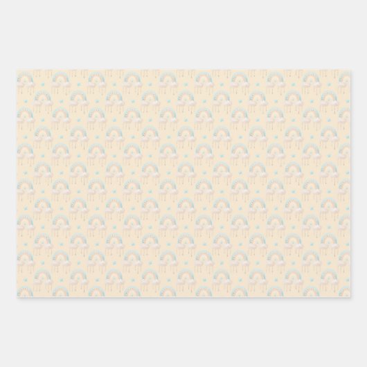 Blue Baby Boy Hot Air-ballonnen en regenboogstraal Inpakpapier Vel (Voorkant 2)