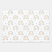 Blue Baby Boy Hot Air-ballonnen en regenboogstraal Inpakpapier Vel (Voorkant)