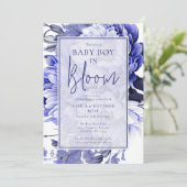 Blue Baby Boy in Bloom Baby shower Kaart (Staand voorkant)