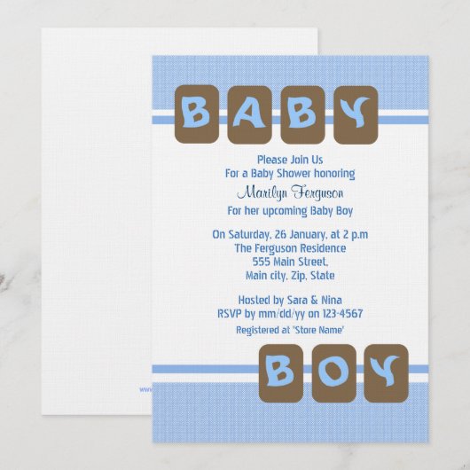 Blue Baby Boy Kaart (Voorkant / Achterkant)