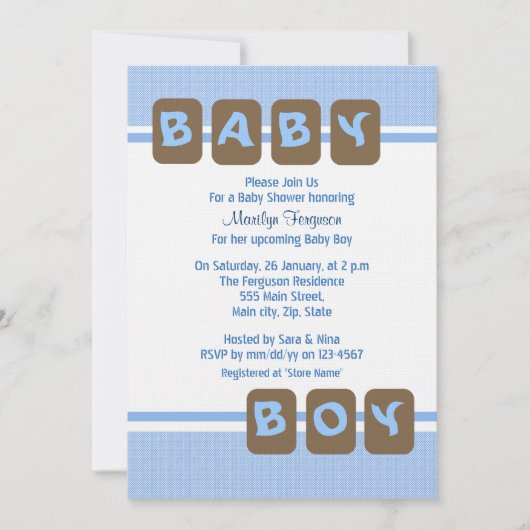 Blue Baby Boy Kaart (Voorkant)