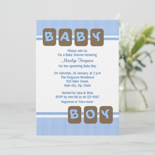 Blue Baby Boy Kaart (Staand voorkant)