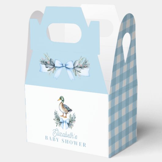 Blue Baby Boy Mallard Duck Baby shower Bedankdoosjes (Geopend)