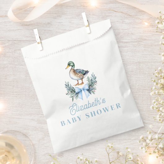 Blue Baby Boy Mallard Duck Baby shower Bedankzakje (Geknipt)