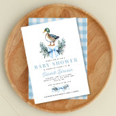 Blue Baby Boy Mallard Duck Baby shower Kaart