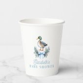 Blue Baby Boy Mallard Duck Baby shower Papieren Bekers (Achterkant)