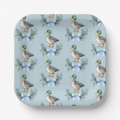 Blue Baby Boy Mallard Duck Baby shower Papieren Bordje (Voorkant)