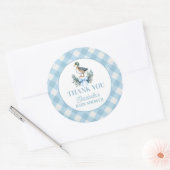 Blue Baby Boy Mallard Duck Baby shower Ronde Sticker (Envelop)