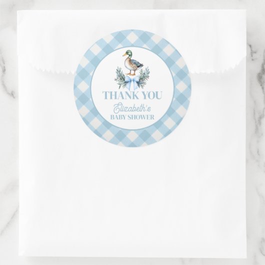 Blue Baby Boy Mallard Duck Baby shower Ronde Sticker (Tas)