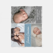 Blue Baby Boy Naam Geboortedatum start aangepaste Fleece Deken (Voorkant)