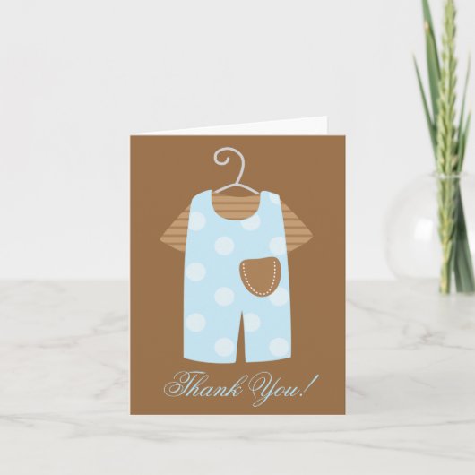 Blue Baby Boy Outfit Baby shower Dank je Bedankkaart (Voorkant)