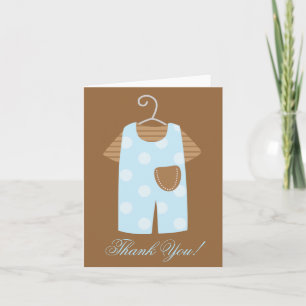 Blue Baby Boy Outfit Baby shower Dank je Bedankkaart