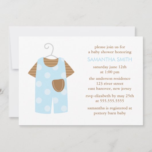Blue Baby Boy Outfit Baby shower Kaart (Voorkant)