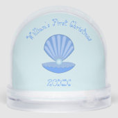 Blue Baby Boy Oyster shell and Pearl Baby Name Sneeuwbol (Achterkant)