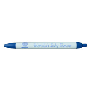 Blue Baby Boy Oyster shell en Pearl Baby shower Blauwe Inkt Pen