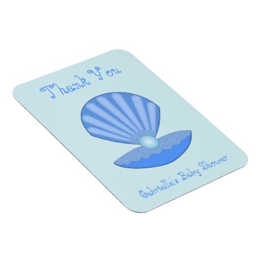 Blue Baby Boy Oyster shell en Pearl Baby shower Magneet (Rechterzijde)