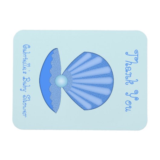 Blue Baby Boy Oyster shell en Pearl Baby shower Magneet (Horizontaal)