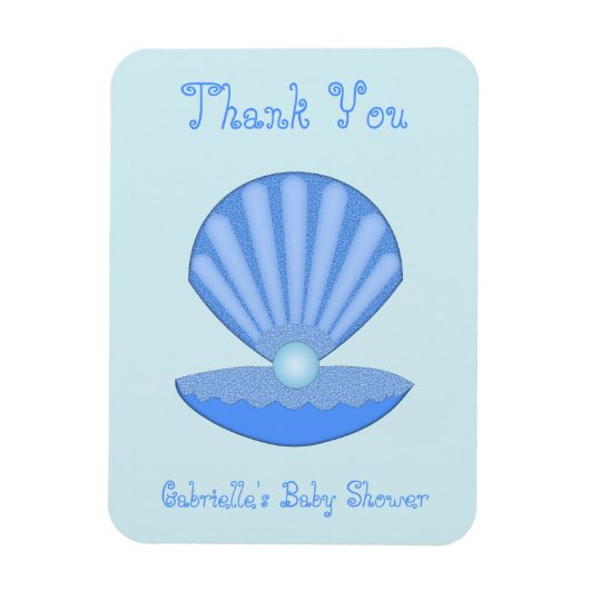 Blue Baby Boy Oyster shell en Pearl Baby shower Magneet (Verticaal)