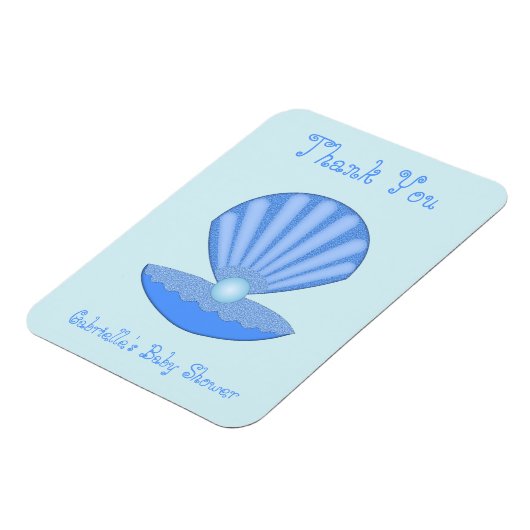 Blue Baby Boy Oyster shell en Pearl Baby shower Magneet (Linkerzijde)
