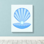 Blue Baby Boy Oyster shell en Pearl Canvas Afdruk (Insitu (Houten vloer))