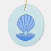Blue Baby Boy Oyster shell en Pearl Custom Keramisch Ornament (Links)