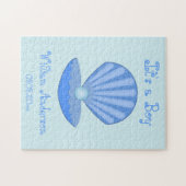 Blue Baby Boy Oyster shell en Pearl Custom Legpuzzel (Horizontaal)