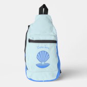 Blue Baby Boy Oyster shell en Pearl Custom Name Sling Bag (Voorkant)