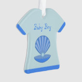 Blue Baby Boy Oyster shell en Pearl Custom Ornament (voorkant)