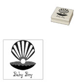 Blue Baby Boy Oyster shell en Pearl Custom Rubberstempel (Gestempeld)
