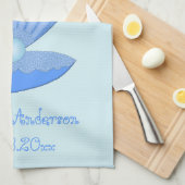 Blue Baby Boy Oyster shell en Pearl Custom Theedoek (Quarter Fold)