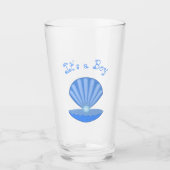 Blue Baby Boy Oyster Shell en Pearl Dad to Be Glas (Voorkant)