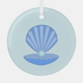 Blue Baby Boy Oyster shell en Pearl Glas Ornament (Voorkant)