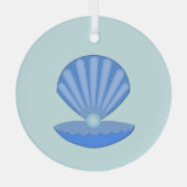 Blue Baby Boy Oyster shell en Pearl Glas Ornament (Achterkant)