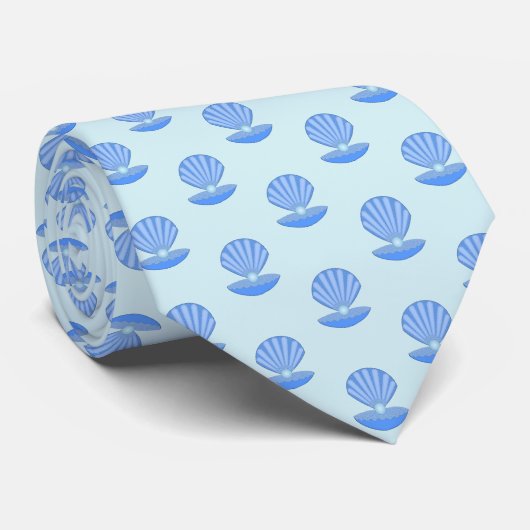 Blue Baby Boy Oyster shell en Pearl Patterned Stropdas (Opgerold)