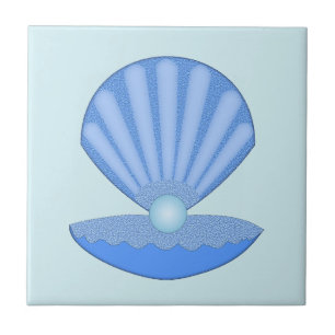 Blue Baby Boy Oyster shell en Pearl Tegeltje