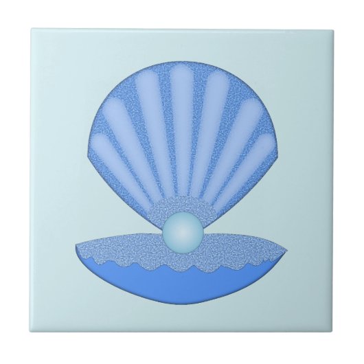 Blue Baby Boy Oyster shell en Pearl Tegeltje (Voorkant)